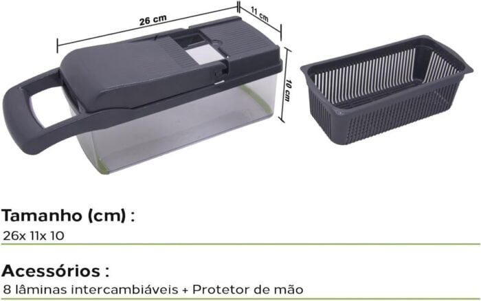 Cortador Multi Fatiador Nicer Alimentos E Frutas Cinz 8 em 1 - Imagem 5